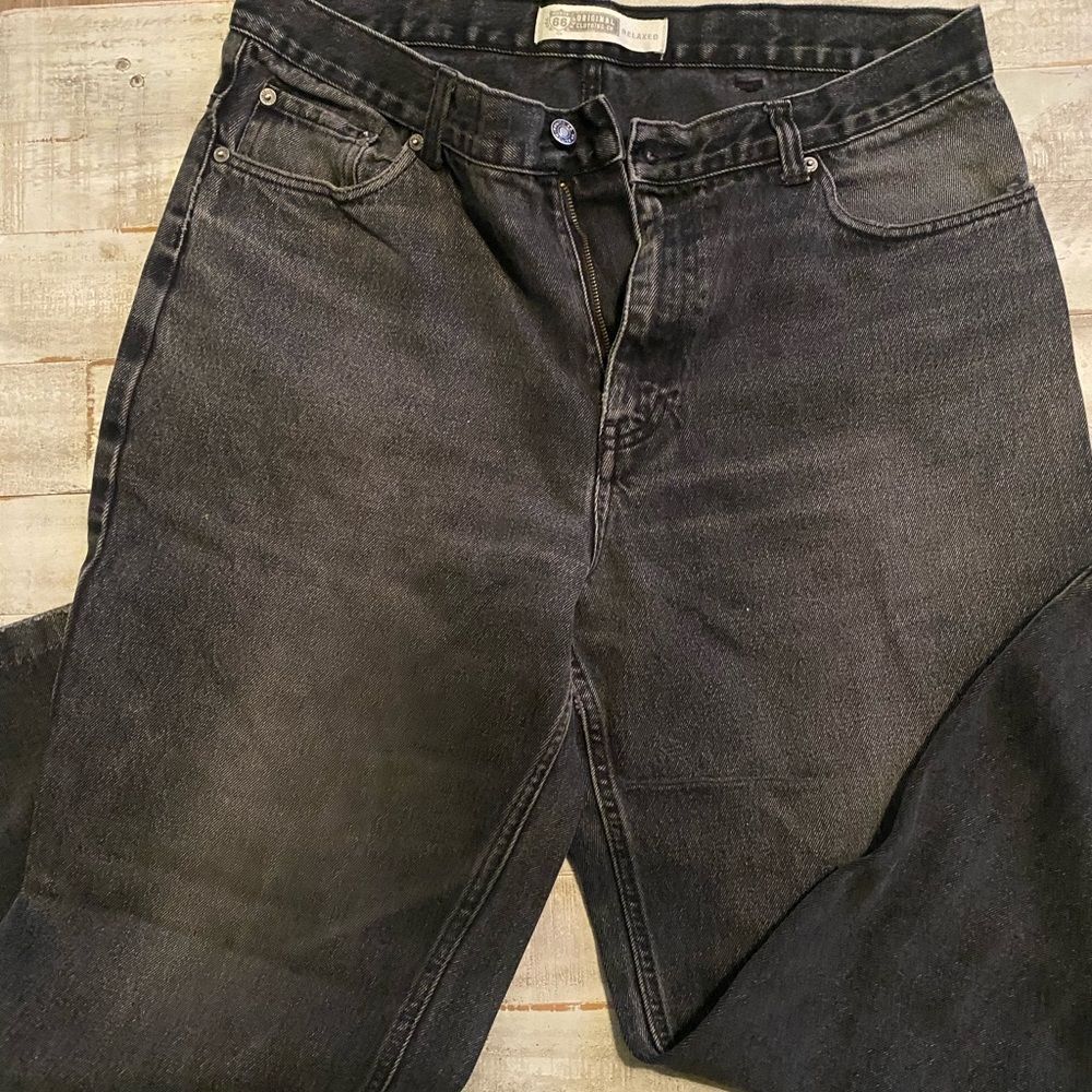 Route 66 relaxed fit black jeans acid washed